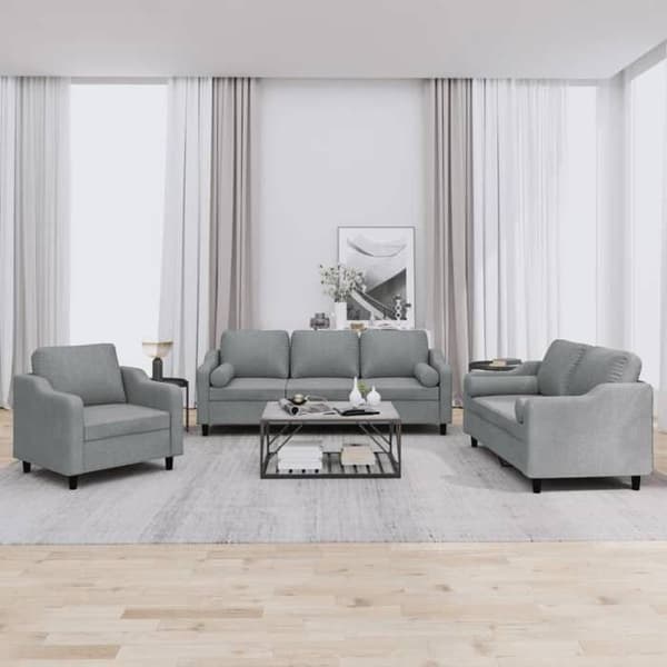 Maison Exclusive - Sæt af 3 sofaer med lysegrå puder i stof