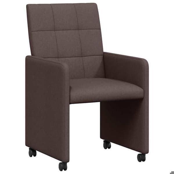 Maison Exclusive - Matstolar med hjul 2 st mörkbrun tyg