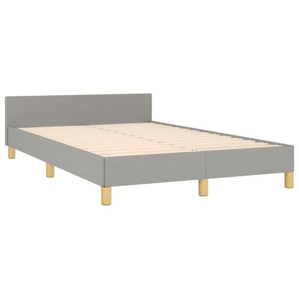 Sengestel - EKSKLUSIV HUS - 120x200 cm - lys grå - polyester stof - justerbar hovedgærde ljusgrått