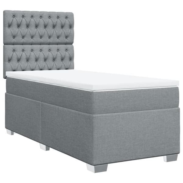 Maison Exclusive - Sengebund med lameller og madras Lys grå 90x200 cm Stof