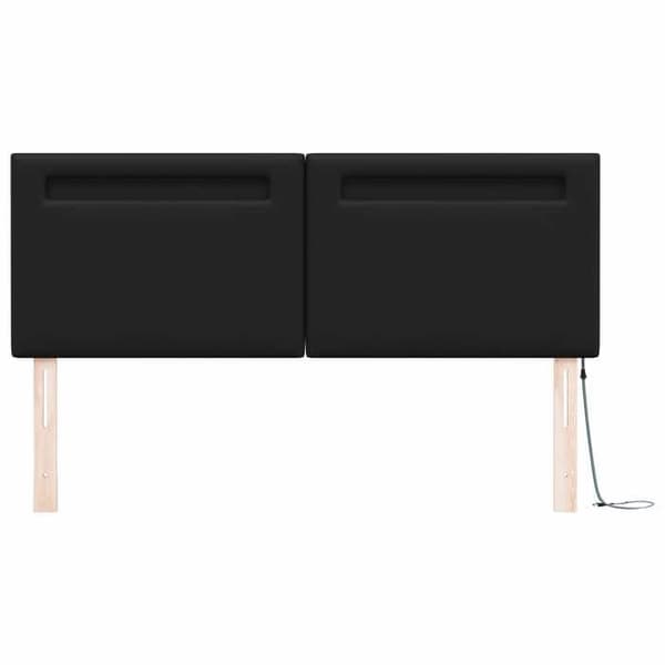 Maison Exclusive - LED Hovedgærde Sort 160 cm Syntetisk Læder