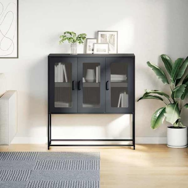 Maison Exclusive - Buffet sort 100,5x39x107 cm koldvalset stål