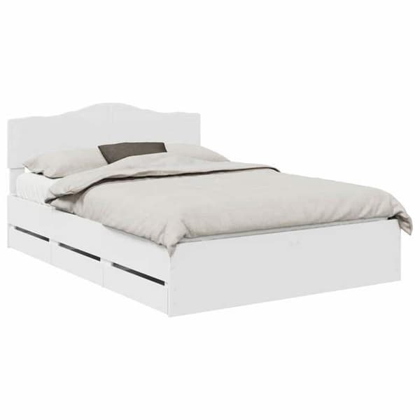Sängram - EXKLUSIV HEM - Sängram med låda - 140 x 190 cm - Vit - Ingenjörsträ Vit
