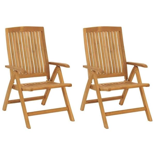 Maison Exclusive - Fällbara lutande fåtöljer, set om 2, i massivt teakträ
