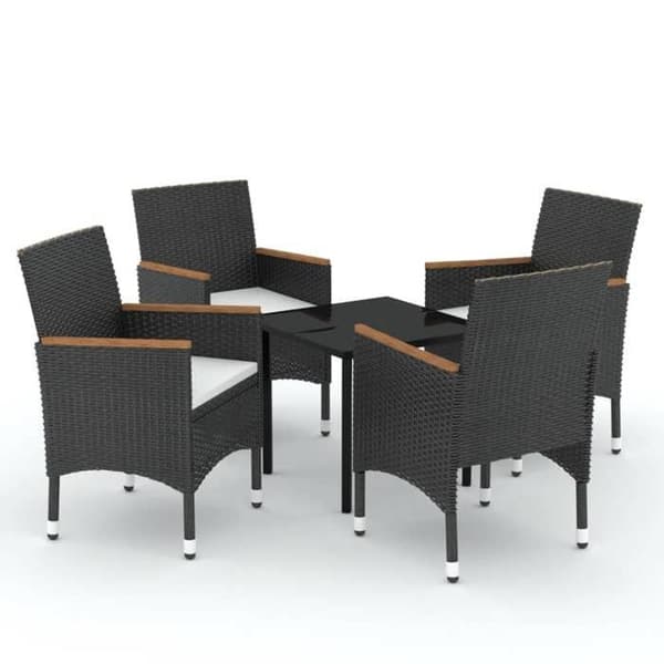 Maison Exclusive - Puutarhakalusteryhmä tyynyillä 5 kpl Musta