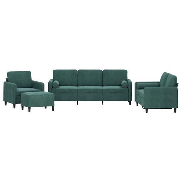 Maison Exclusive - Sæt af 4 sofaer med mørkegrønne velourpuder