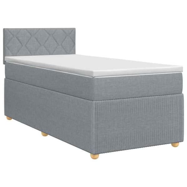 Maison Exclusive - Boxspring säng med madrass Ljusgrå 90 x 190 cm Tyg Ljusgrått