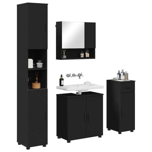 Maison Exclusive - Badeværelsesmøbel sæt 4 pc Sort 61 x 35 x 64 cm svart och brun