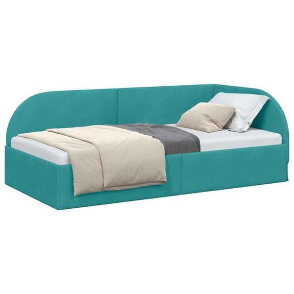 Maison Exclusive - Turquoise hörnsängram 90 cm x 190 cm Sammet
