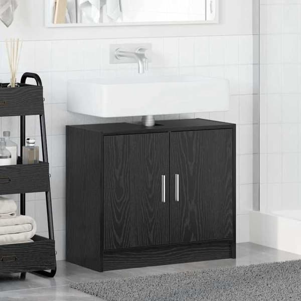 Maison Exclusive - Badeværelsesskab Sort eg 63 x 29 x 55 cm