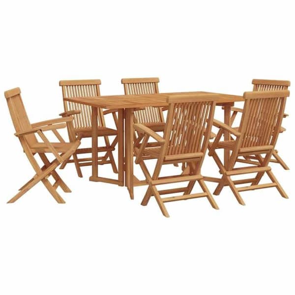 Havemøbler - EKSKLUSIVT HUS - 7 stk - Massiv teak - Rektangulær 150x90x75 cm - Brun brun