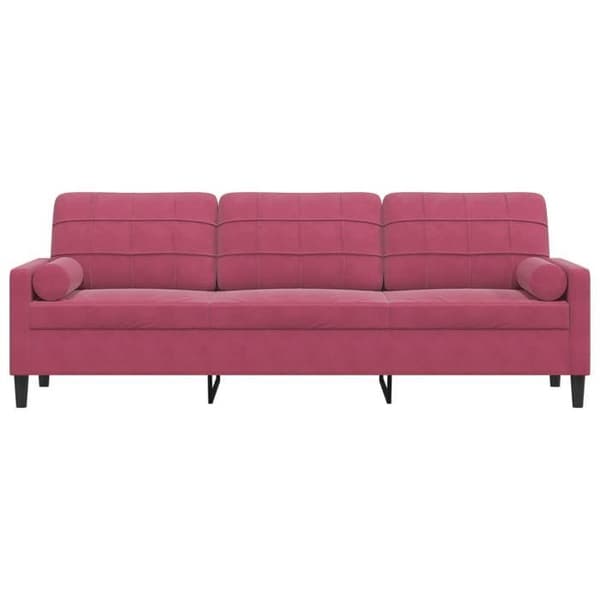 Maison Exclusive - Soffa 3 platser med bordeaux kuddar 210 cm sammet Bordeaux