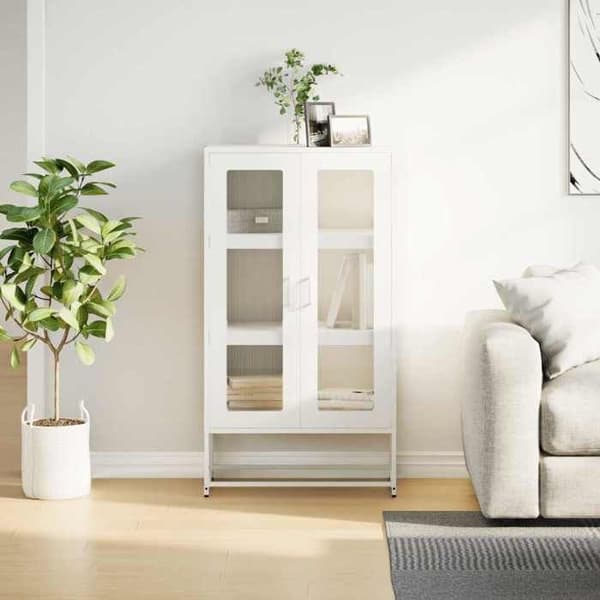 Maison Exclusive - Valkoinen buffet 68x39x123 cm terästä