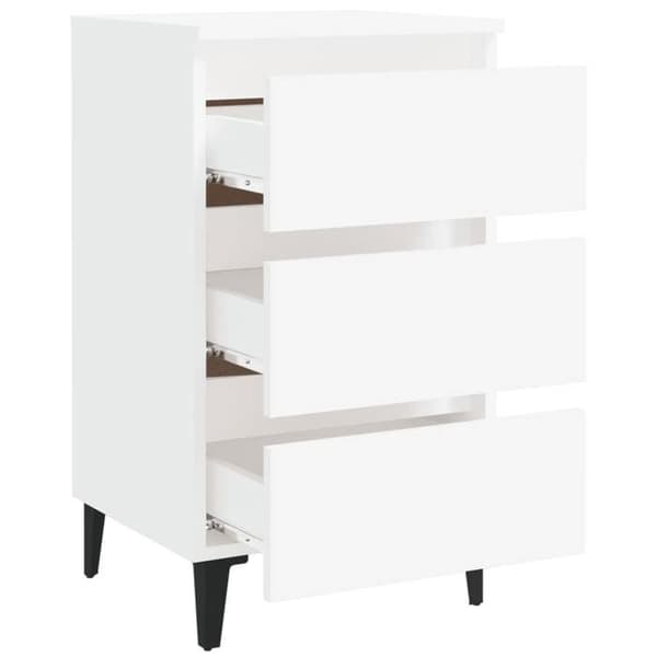 Maison Exclusive - Natbord med hvide metalben 40x35x69 cm Vit