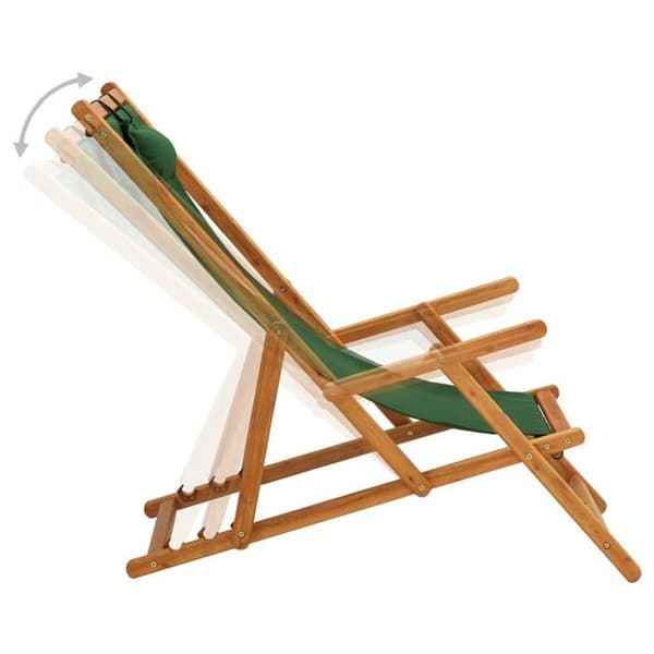 Maison Exclusive - Sammenklappelig strandstol i solid eucalyptus træ og grøn stof