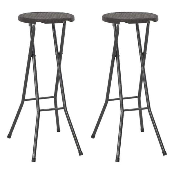 Maison Exclusive - Fällbar barstol set om 2 PEHD och stål Rottinutseende