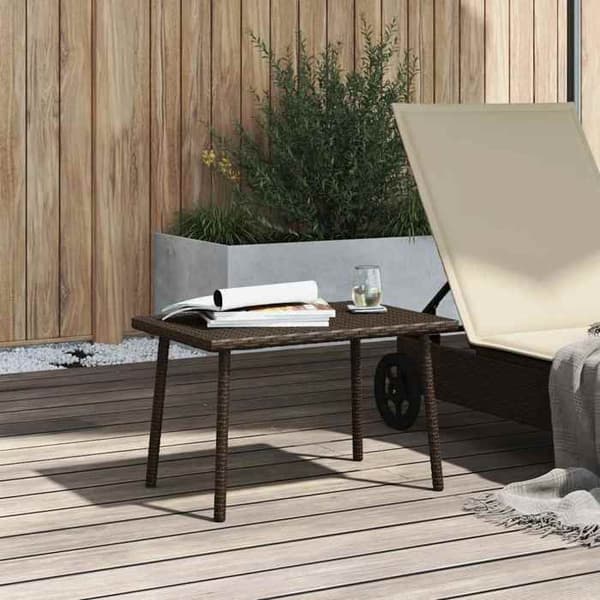 Trädgårdssoffbord - EXKLUSIV HEM - 60 x 40 x 37 cm - Rektangulär - Brun - Flätad resin