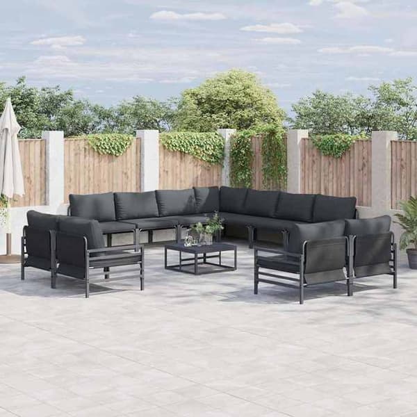 Maison Exclusive - Sæt af 12 pc have-sofa i sort stål Svart
