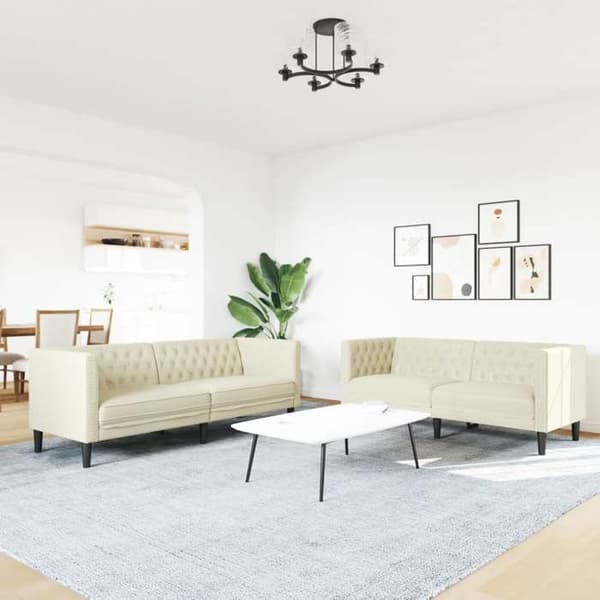 Maison Exclusive - Chesterfield sofa sæt 2 stk creme kunstlæder