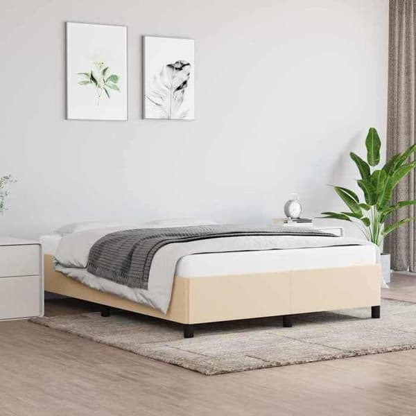 Sengestel - EKSKLUSIV HUS - Creme 140x190 cm - Polyesterstof - Lamelseng - Robuste ben Grädde