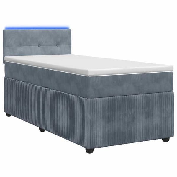 Maison Exclusive - Box spring -sänky patjalla ja LED-valoilla, Tummanharmaa 90 x 190 cm