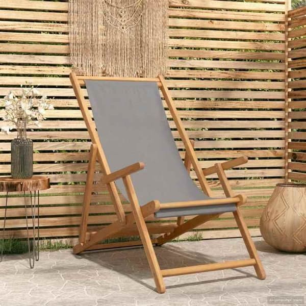 Maison Exclusive - Strandstol Ljusgrå Massivt teakträ