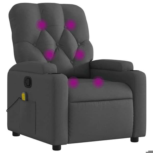 Massage stol - EKSKLUSIV HUS - Lænestol - Mørkegrå - 6 punkter vibration - USB 5V Mörkgrå