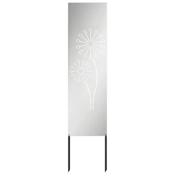 Havemur - EKSKLUSIVT HUS - Rektangulær - Stål med mat finish - Dekorative indlæg - 32 x 140 cm Silver