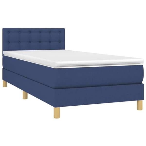 Maison Exclusive - Sengestel med springmadras Blå 90x200 cm Stof