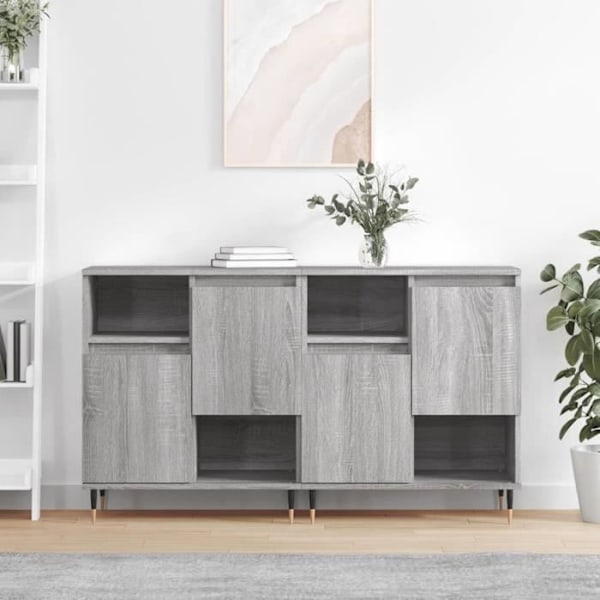 Gråa sideboards - Sonoma Grey Engineered Wood - 2 dörrar - 120x35x70 cm Grå