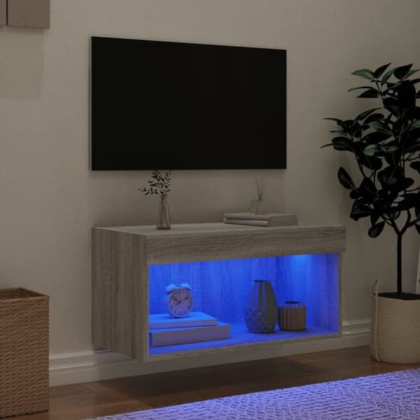 Maison Exclusive - TV-møbel med LED-lys sonoma grå 60x30x30 cm