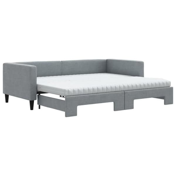 Maison Exclusive - Senge med sovesofa og lys grå madras 90x200 cm stof