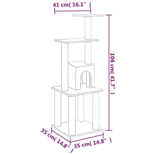 Kattträd - Exklusivt hus - Sisal - Ljusgrå - 105 cm ljusgrått