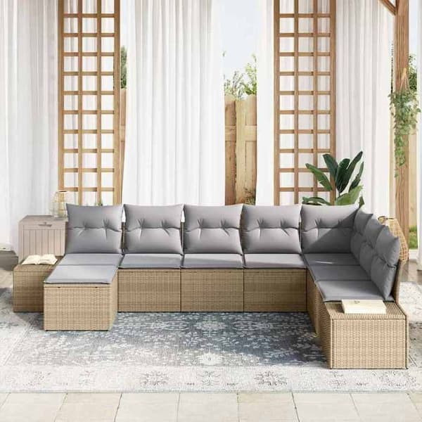 Maison Exclusive - 8-delt have-sofa sæt i beige og lys grå polyrotin