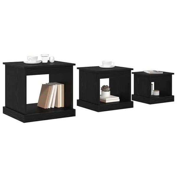 Set med gigognetabeller - MAISON EXCLUSIVE - Nesting - Rektangulär - Svart ingenjörsträ - Platsbesparande