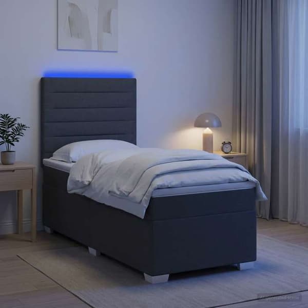 Maison Exclusive - Boxspring säng med madrass Mörkgrå 90 x 190 cm Tyg Mörkgrå