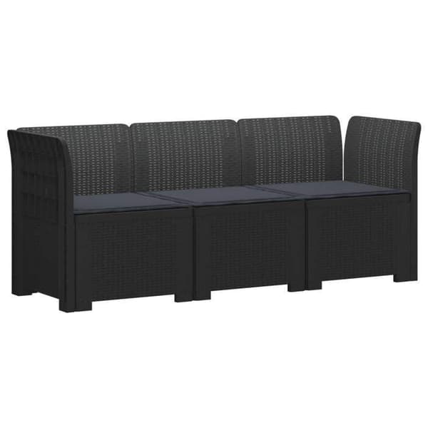 Maison Exclusive - Trädgårdsoffa 3 platser med kuddar i rattanlook PP