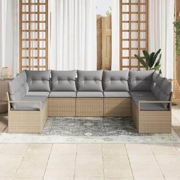 Trädgårdsmöbler - EXKLUSIVT HUS - Set 7 delar - Poly rattan - Beige - Modulär beige