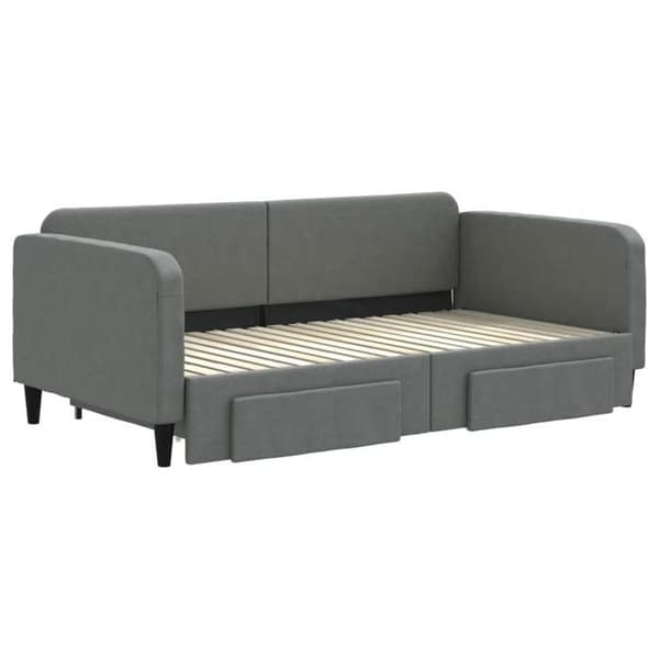Päivävuode - EXCLUSIVE-KOTI - 90 x 190 cm - 2-in-1 vuode - 2 laatikkoa - Harmaa kangas