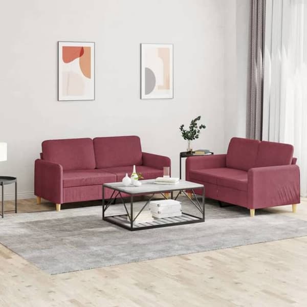 Maison Exclusive - Sæt af 2 sofaer med puder Rød bordeaux Stof