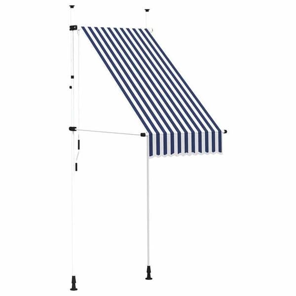 Maison Exclusive - Manuell utdragbar markis 100 cm Blå och vita ränder Blå och vit