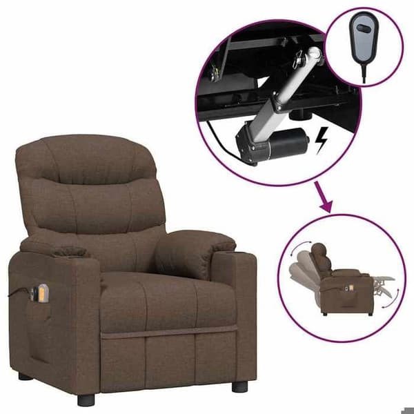 Maison Exclusive - Elektrisk massagefåtölj Brun Tyg