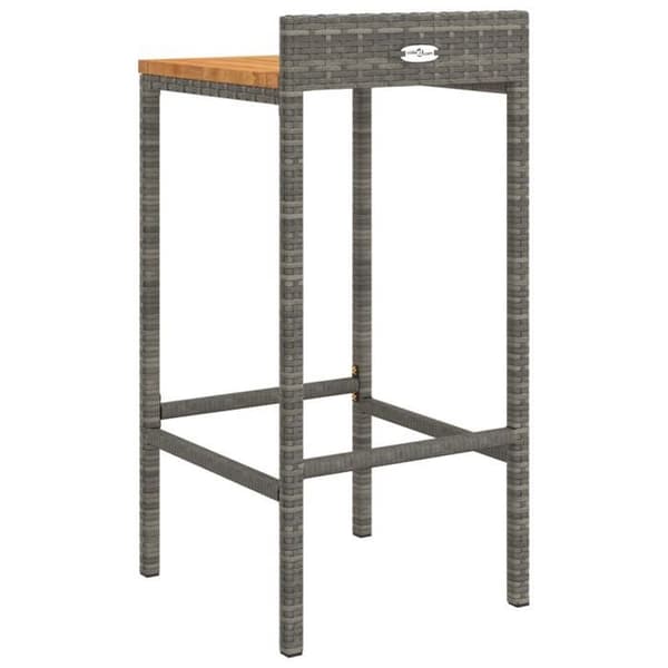 Maison Exclusive - Barstolar set om 2 grå vävd resin och akaciaträ