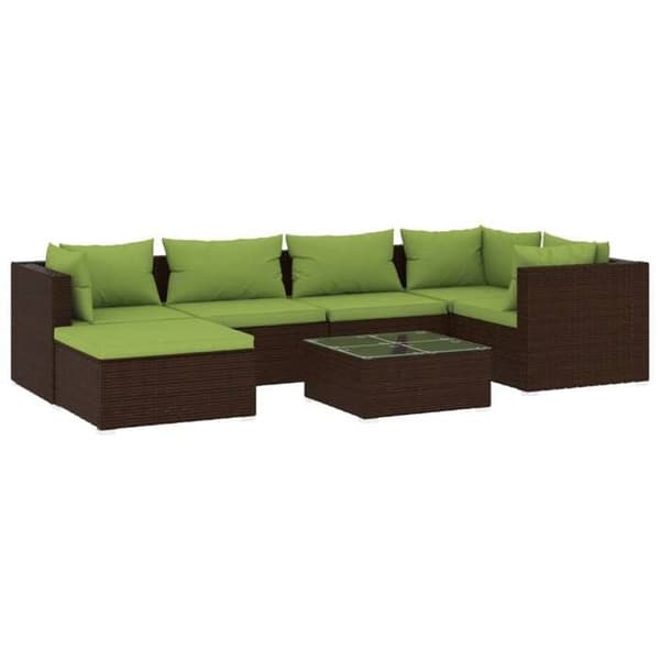 Maison Exclusive - Trädgårdsmöbler 7 delar med kuddar Flätad resin Brun