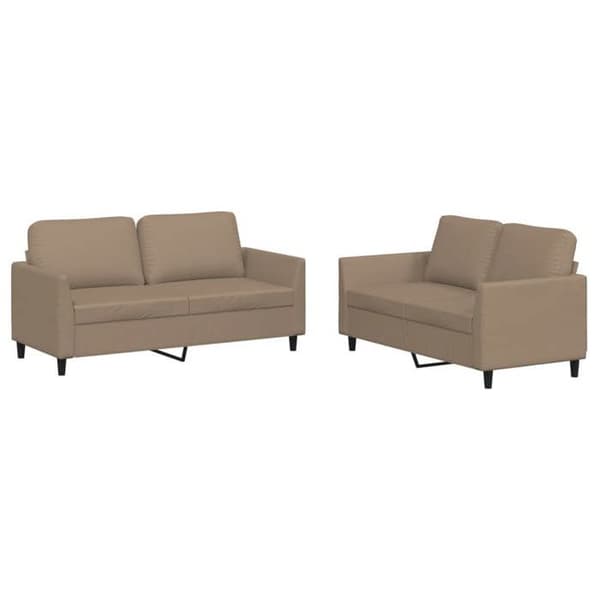Maison Exclusive - Set med 2 soffor med kuddar Cappuccino Konstläder