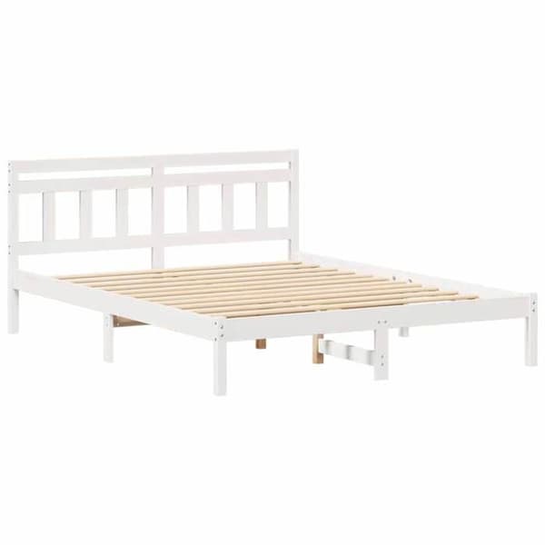 Maison Exclusive - Sängram Vit 160 x 200 cm Massivt trä