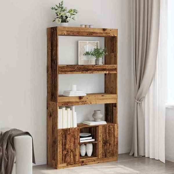 Maison Exclusive - Buffé hög gammalt trä 92x33x180 cm ingenjörsträ