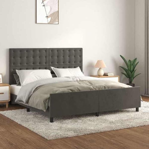 Maison Exclusive - Sängram utan madrass mörkgrå 160x200 cm sammet