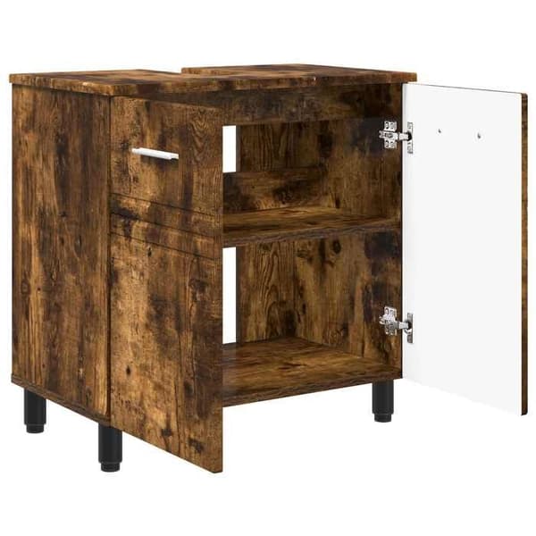 Maison Exclusive - Badrumsspegel med vanitet Rökt ek 60 x 35 x 60 cm