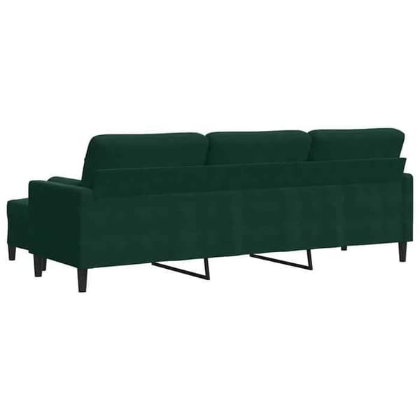 Sofa - EKSKLUSIV HUS - 3 pladser - mørkegrønt velour - 210 cm - inkl. puf Mörkgrön